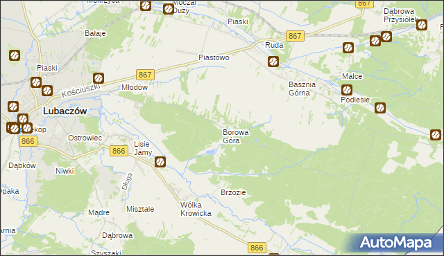mapa Borowa Góra gmina Lubaczów, Borowa Góra gmina Lubaczów na mapie Targeo