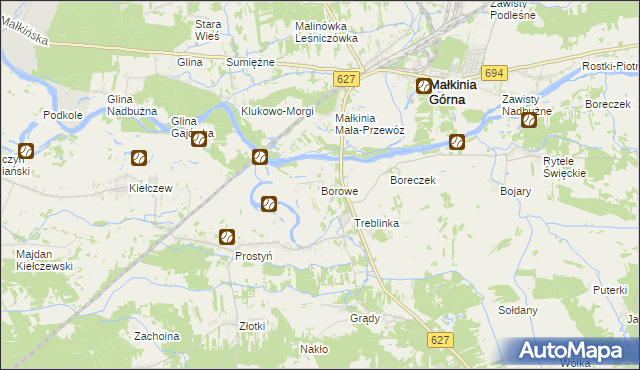 mapa Borowe gmina Małkinia Górna, Borowe gmina Małkinia Górna na mapie Targeo