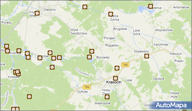 mapa Borowiec gmina Krasocin, Borowiec gmina Krasocin na mapie Targeo