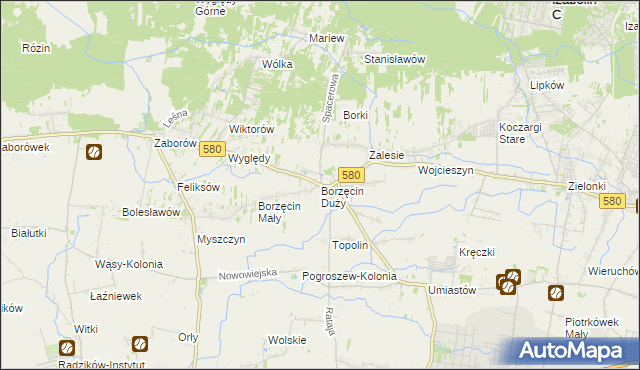 mapa Borzęcin Duży, Borzęcin Duży na mapie Targeo
