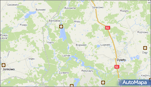 mapa Brąswałd, Brąswałd na mapie Targeo