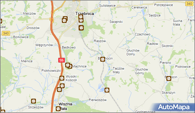 mapa Brochocin gmina Trzebnica, Brochocin gmina Trzebnica na mapie Targeo