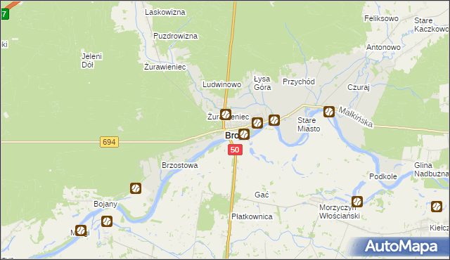 mapa Brok powiat ostrowski, Brok powiat ostrowski na mapie Targeo