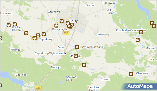 mapa Brusy-Wybudowanie, Brusy-Wybudowanie na mapie Targeo