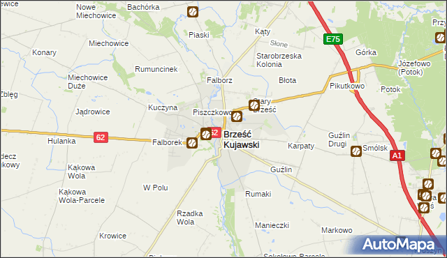 mapa Brześć Kujawski, Brześć Kujawski na mapie Targeo