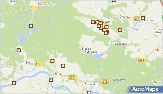 mapa Brzezie k. Pomorska, Brzezie k. Pomorska na mapie Targeo