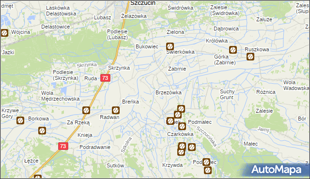 mapa Brzezówka gmina Szczucin, Brzezówka gmina Szczucin na mapie Targeo