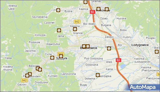 mapa Buczkowice, Buczkowice na mapie Targeo