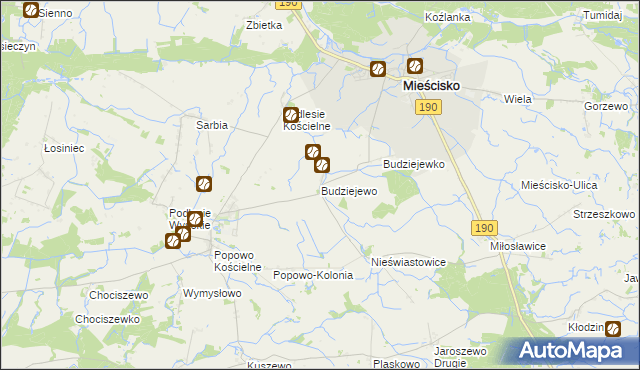 mapa Budziejewo, Budziejewo na mapie Targeo