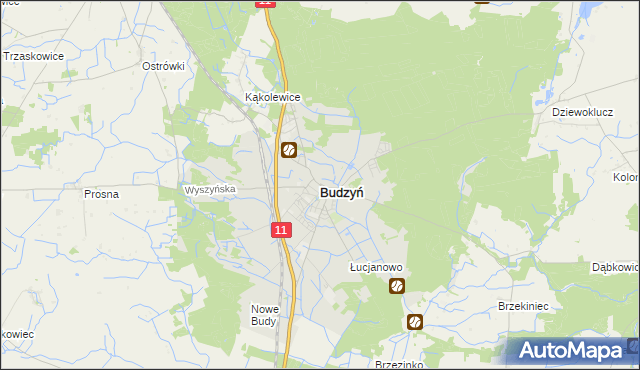 mapa Budzyń powiat chodzieski, Budzyń powiat chodzieski na mapie Targeo