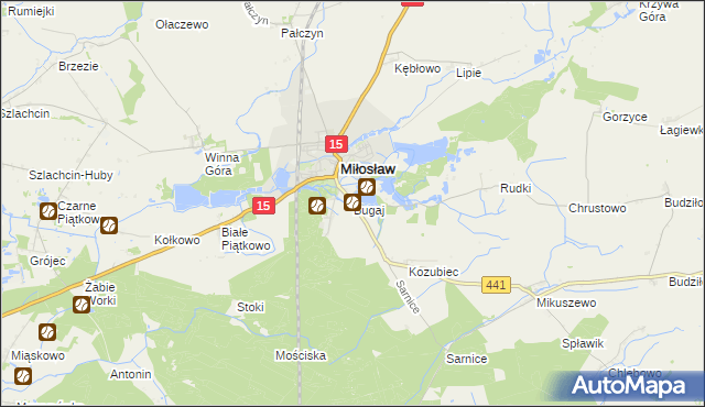 mapa Bugaj gmina Miłosław, Bugaj gmina Miłosław na mapie Targeo