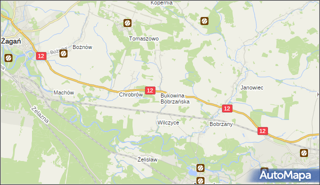 mapa Bukowina Bobrzańska, Bukowina Bobrzańska na mapie Targeo
