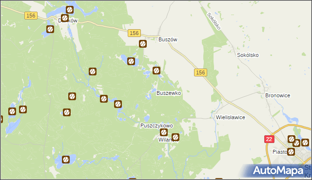 mapa Buszewko gmina Strzelce Krajeńskie, Buszewko gmina Strzelce Krajeńskie na mapie Targeo