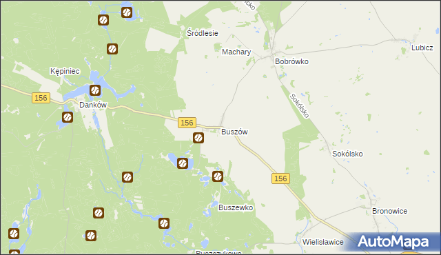 mapa Buszów gmina Strzelce Krajeńskie, Buszów gmina Strzelce Krajeńskie na mapie Targeo