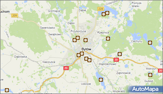 mapa Bytów, Bytów na mapie Targeo