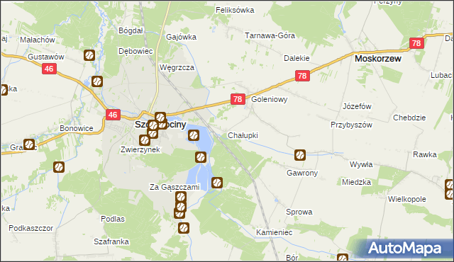 mapa Chałupki gmina Szczekociny, Chałupki gmina Szczekociny na mapie Targeo