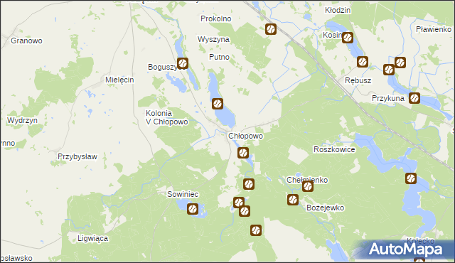 mapa Chłopowo gmina Krzęcin, Chłopowo gmina Krzęcin na mapie Targeo