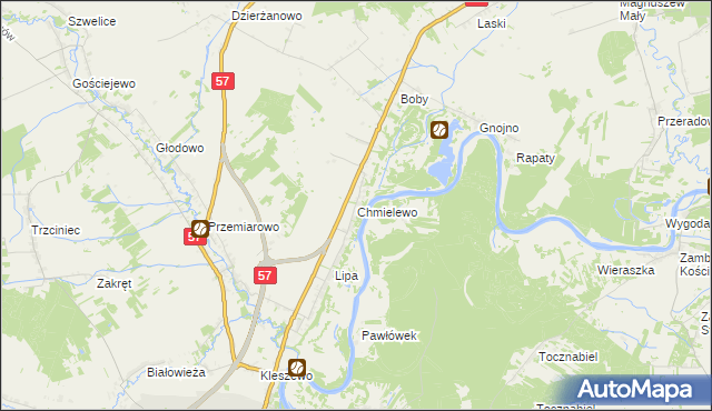 mapa Chmielewo gmina Pułtusk, Chmielewo gmina Pułtusk na mapie Targeo
