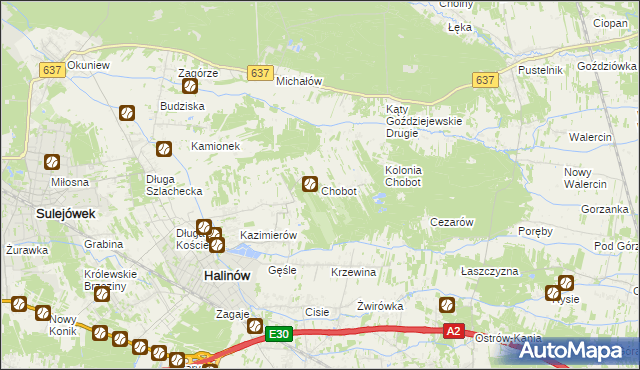 mapa Chobot gmina Halinów, Chobot gmina Halinów na mapie Targeo