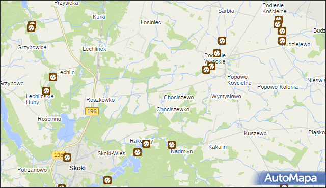 mapa Chociszewo gmina Skoki, Chociszewo gmina Skoki na mapie Targeo