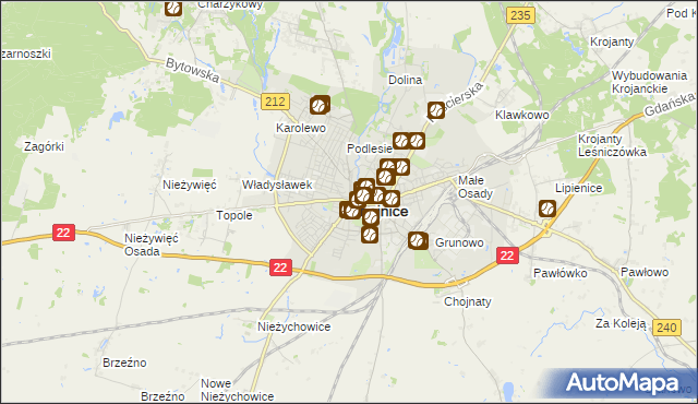 mapa Chojnic, Chojnice na mapie Targeo