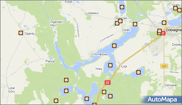 mapa Chomętowo gmina Dobiegniew, Chomętowo gmina Dobiegniew na mapie Targeo