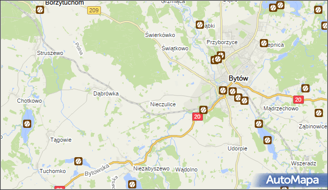 mapa Chomice gmina Bytów, Chomice gmina Bytów na mapie Targeo