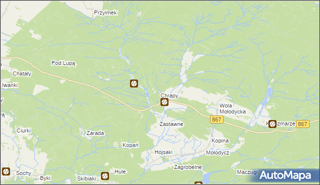 mapa Chrapy, Chrapy na mapie Targeo