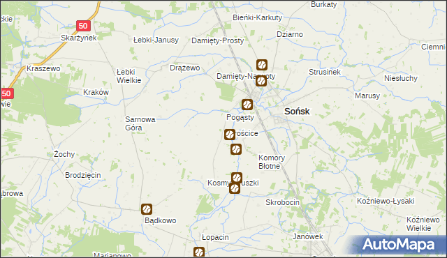 mapa Chrościce gmina Sońsk, Chrościce gmina Sońsk na mapie Targeo