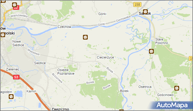 mapa Ciecierzyce, Ciecierzyce na mapie Targeo