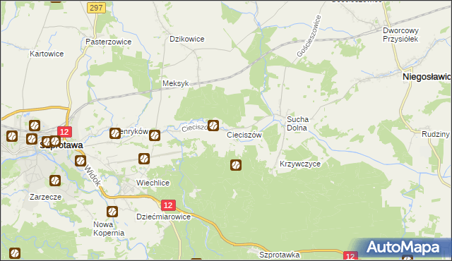 mapa Cieciszów, Cieciszów na mapie Targeo