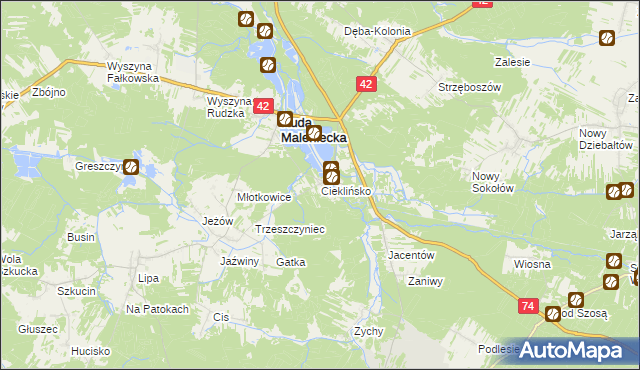 mapa Cieklińsko, Cieklińsko na mapie Targeo