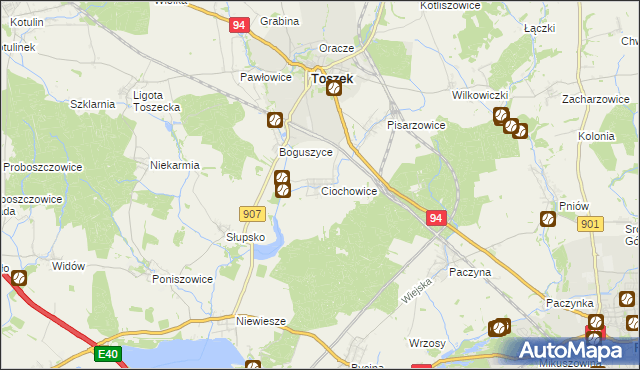 mapa Ciochowice, Ciochowice na mapie Targeo