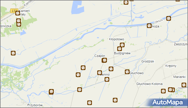 mapa Czaplin gmina Słońsk, Czaplin gmina Słońsk na mapie Targeo