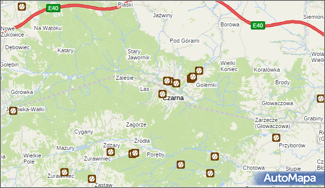 mapa Czarna powiat dębicki, Czarna powiat dębicki na mapie Targeo
