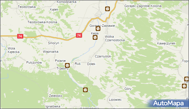 mapa Czarnystok gmina Radecznica, Czarnystok gmina Radecznica na mapie Targeo