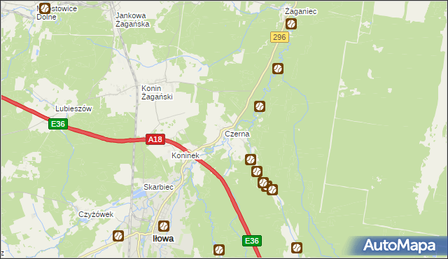 mapa Czerna gmina Iłowa, Czerna gmina Iłowa na mapie Targeo
