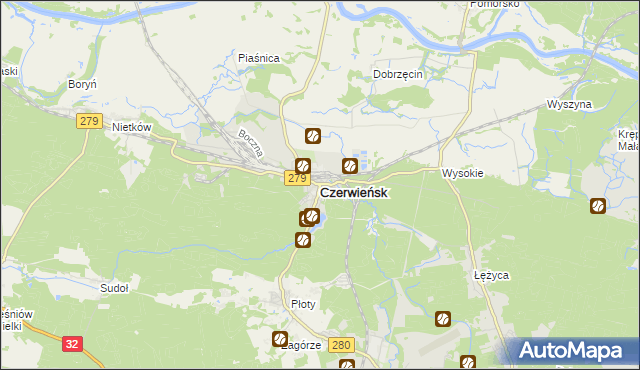 mapa Czerwieńsk, Czerwieńsk na mapie Targeo