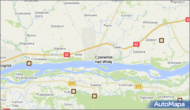 mapa Czerwińsk nad Wisłą, Czerwińsk nad Wisłą na mapie Targeo