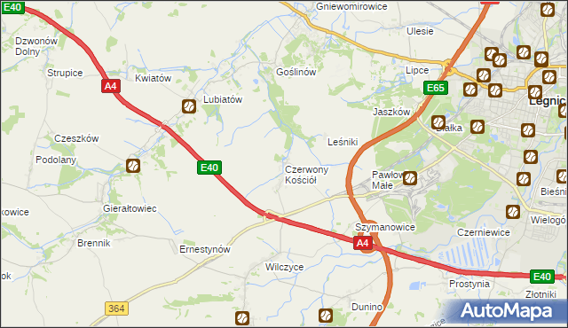 mapa Czerwony Kościół, Czerwony Kościół na mapie Targeo