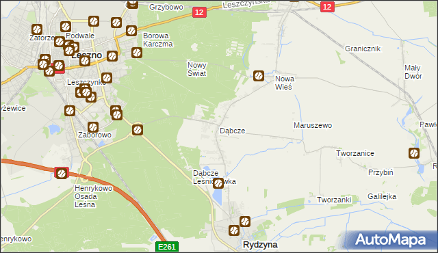 mapa Dąbcze, Dąbcze na mapie Targeo