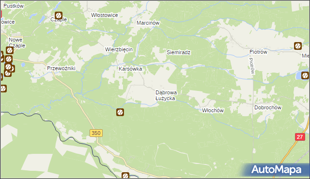 mapa Dąbrowa Łużycka, Dąbrowa Łużycka na mapie Targeo