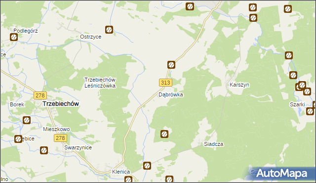 mapa Dąbrówka gmina Kargowa, Dąbrówka gmina Kargowa na mapie Targeo