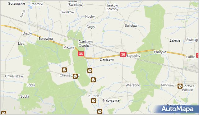 mapa Daniszyn, Daniszyn na mapie Targeo