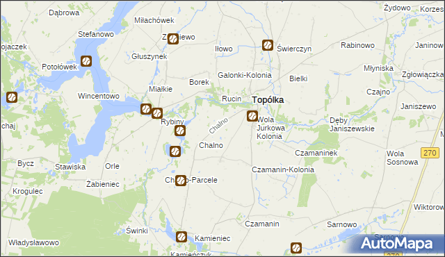 mapa Dębianki gmina Topólka, Dębianki gmina Topólka na mapie Targeo