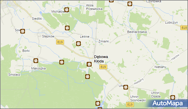 mapa Dębowa Kłoda, Dębowa Kłoda na mapie Targeo