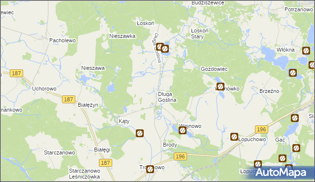 mapa Długa Goślina, Długa Goślina na mapie Targeo