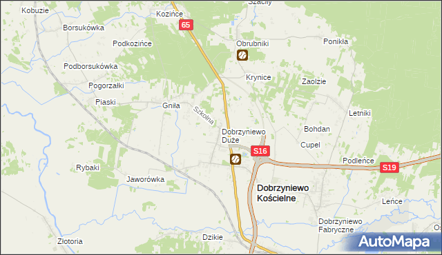 mapa Dobrzyniewo Duże, Dobrzyniewo Duże na mapie Targeo