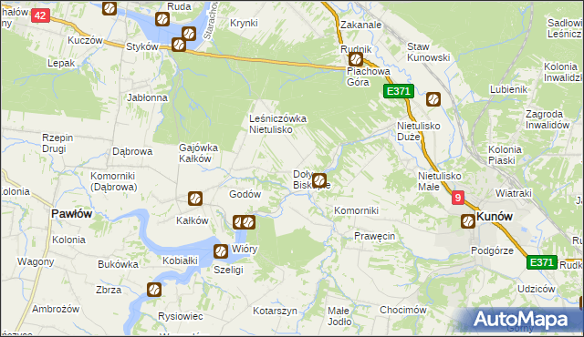 mapa Doły Biskupie, Doły Biskupie na mapie Targeo