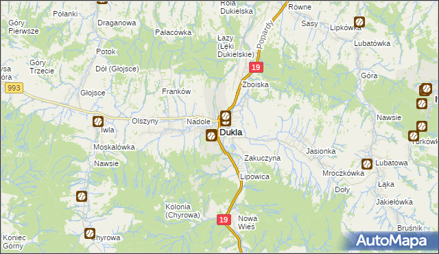 mapa Dukla, Dukla na mapie Targeo